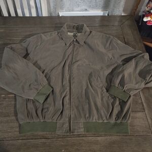 Vintage 90s Microfiber Green Olive Men's Windbreaker Jacket Preppy